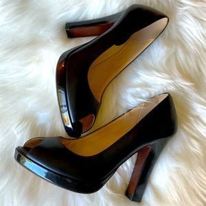 Cole Haan Black peep toe heels, 7